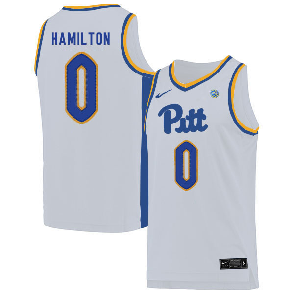 Men #0 Eric Hamilton Pitt Panthers College Basketball Jerseys Sale-White